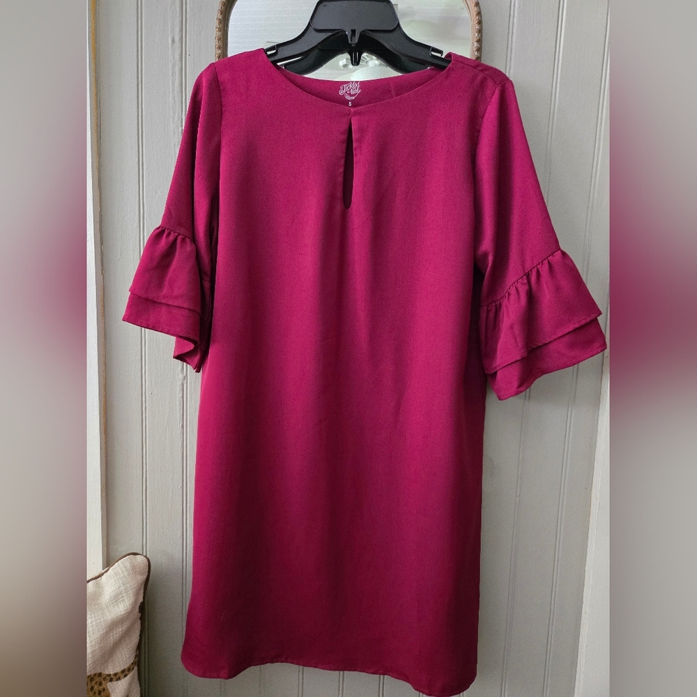 Tickled Teal Fuchsia Keyhole Knee Length Dress.